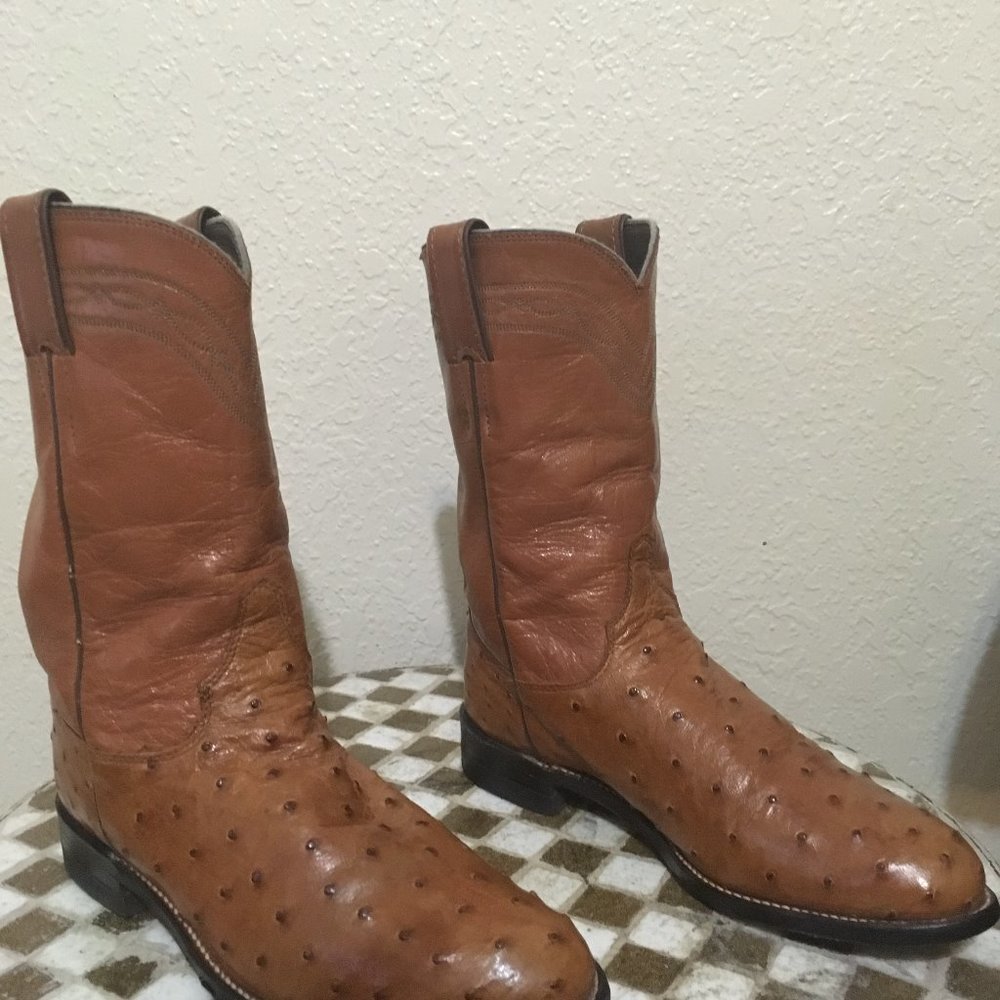 Justin Cognac Ostrich Western Cowgirl Boots 6 C Gem